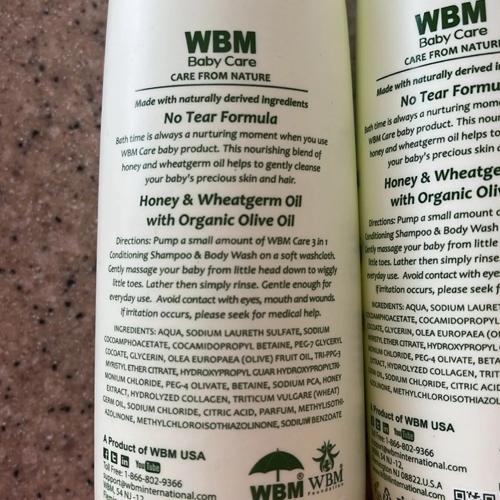 Brand New Aquaphor & WBM Baby Wash Shampoo Conditioning Natural Cleansing